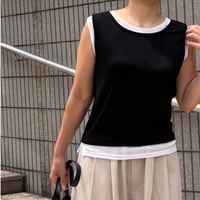 レイヤードライクタンクトップ(ブラック)