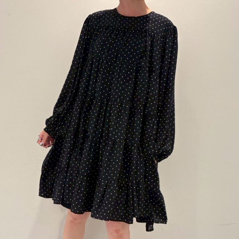 ドットティアードワンピース(ブラック) | myinemy's STORE