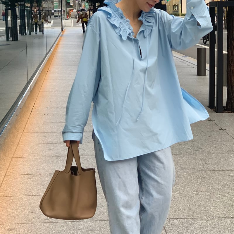 2wayネックフリルブラウス(ブルー) | myinemy's STORE