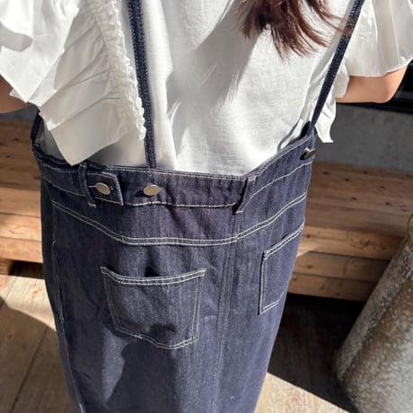 フロントアシメトリーデニムサロペット