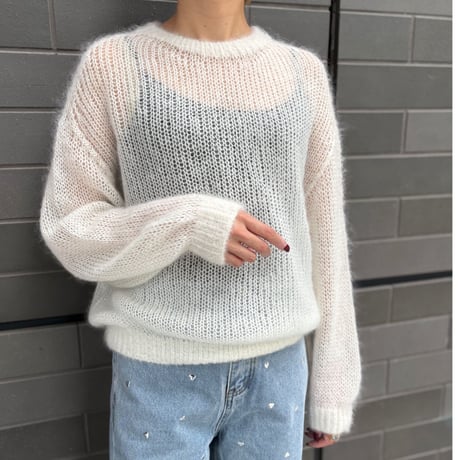 最終値下げ　人気完売カラー　myine ボリュームヘムブルゾン　ホワイト ハーフジップニット（12-77KI09-204）｜コムサイズム（COMME CA ISM