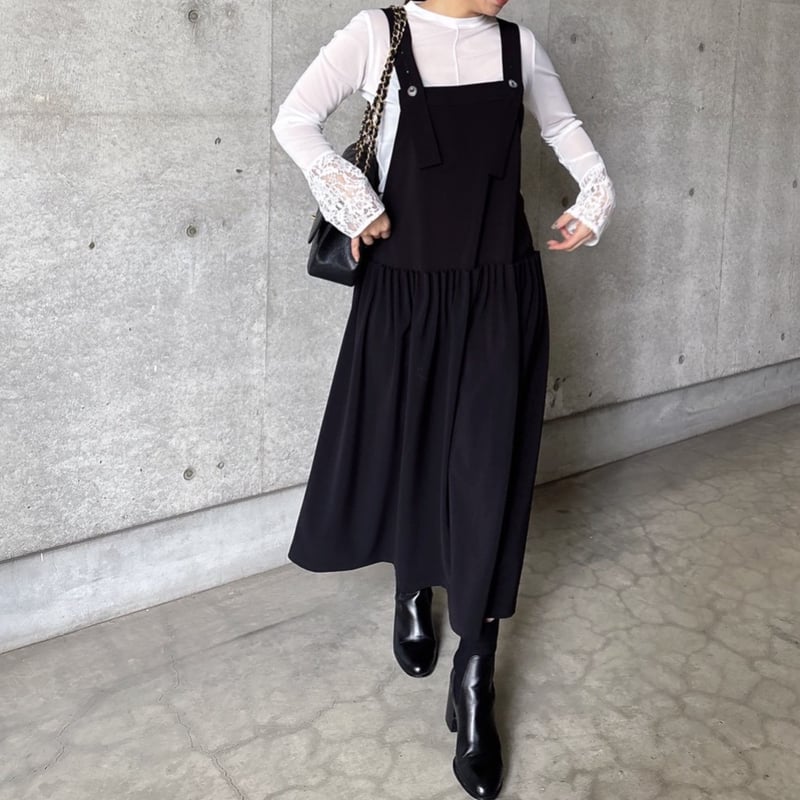 デザインサスペンダーワンピース(ブラック) | myinemy's STORE