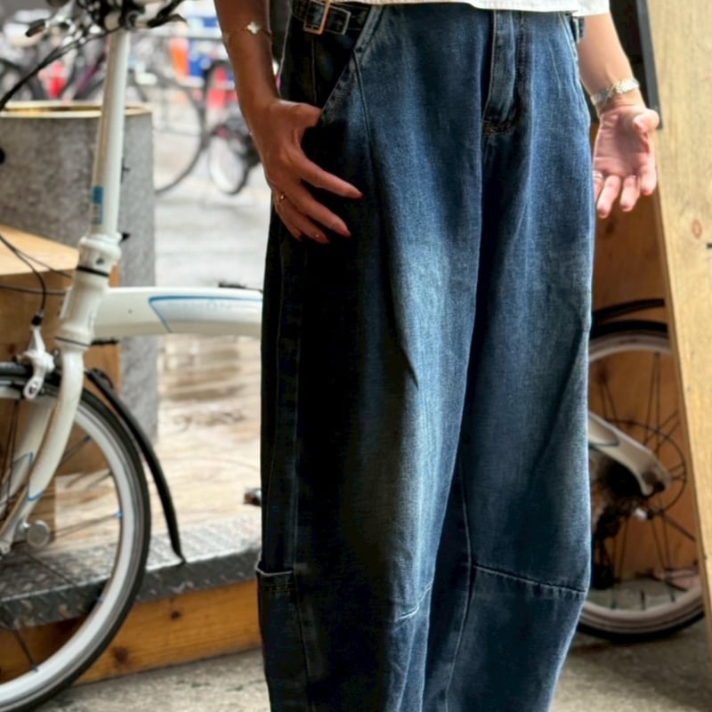 サイドベルトコクーンワイドデニム | myinemy's STORE