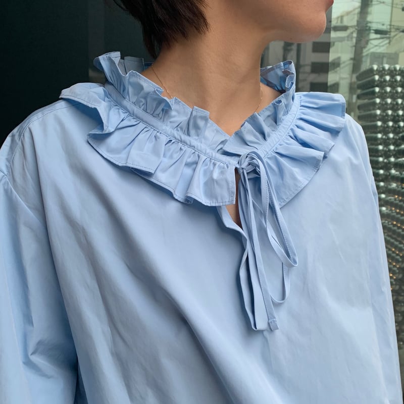 2wayネックフリルブラウス(ブルー) | myinemy's STORE