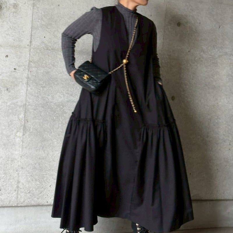 ボリュームジャンパースカート(ブラック) | myinemy's STORE