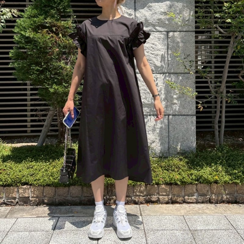フリル袖ワンピース(ブラック) | myinemy's STORE