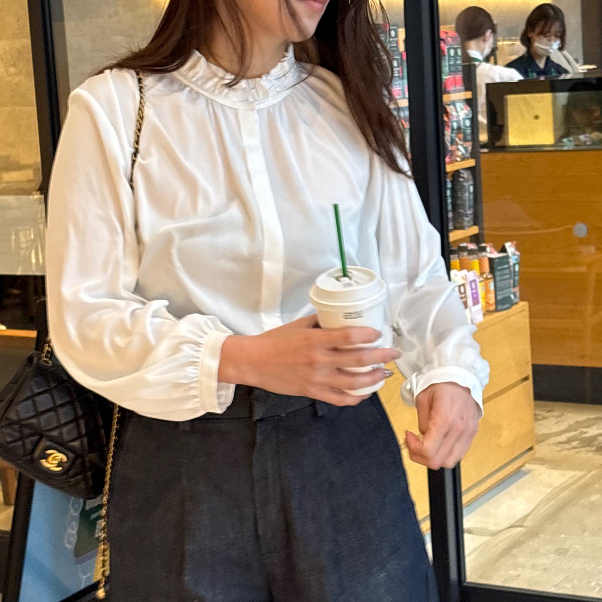 ホワイト フリル袖 Tシャツ セットアップ プチハイフリル袖星ケープライクシャツ(ホワイト) | myinemy's STORE
