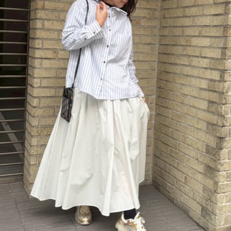 フード付きストライプシャツ(ホワイト)