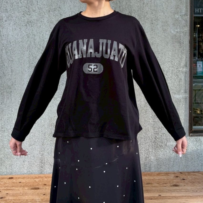 ロゴ長袖デザインカットソー(ブラック×ホワイト) | myinemy's STORE