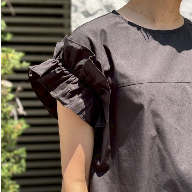 フリル袖ワンピース(ブラック) | myinemy's STORE