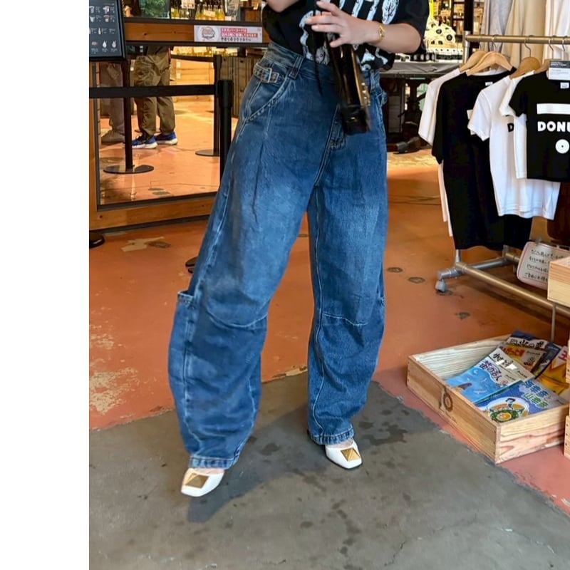 サイドベルトコクーンワイドデニム | myinemy's STORE