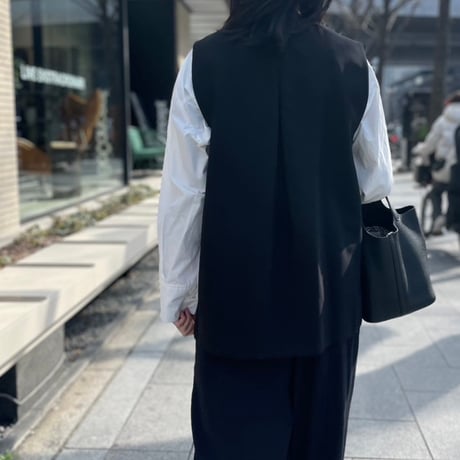 深Vロングベスト(ブラック)