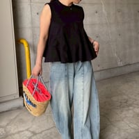 ステップフレアーカットソー(ブラック)