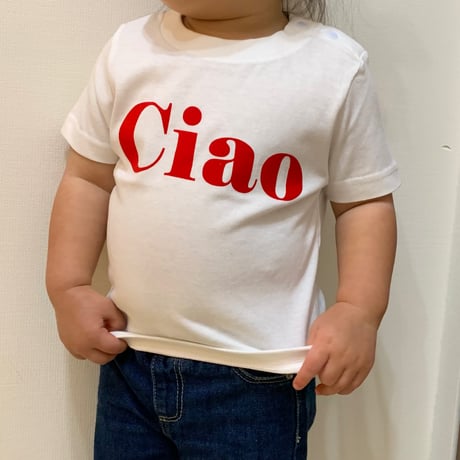 kidsフロッキーCiao ロゴ　tシャツ(ロゴred)