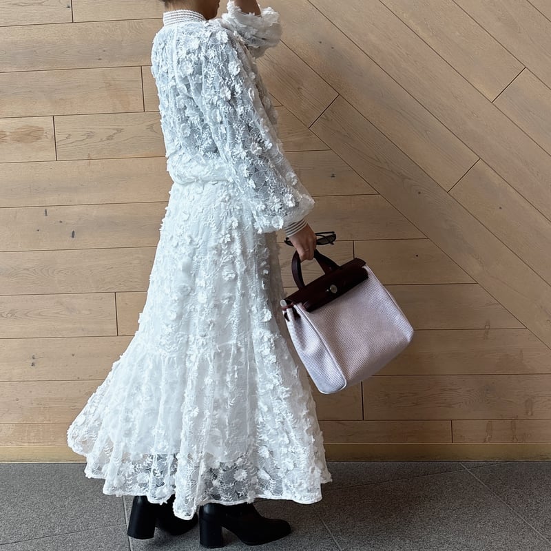 す3Dシアーレースブルゾン(ホワイト) | myinemy's STORE