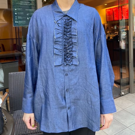 placket フリルブラウス(デニム)