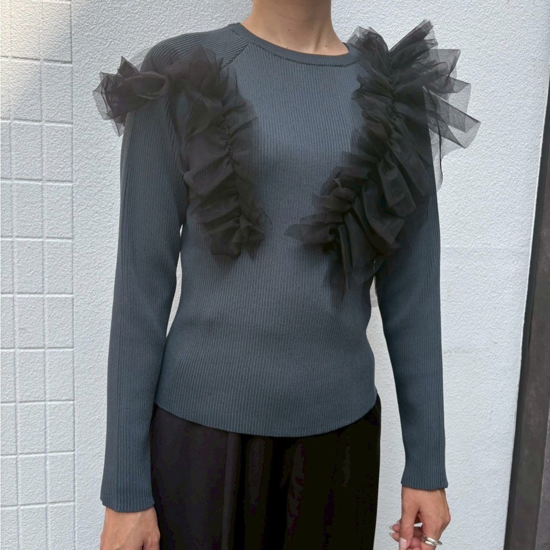 フリルキャミドッキングニット フリルドッキングニット【洗濯機OK】 | オペークドットクリップ(OPAQUE