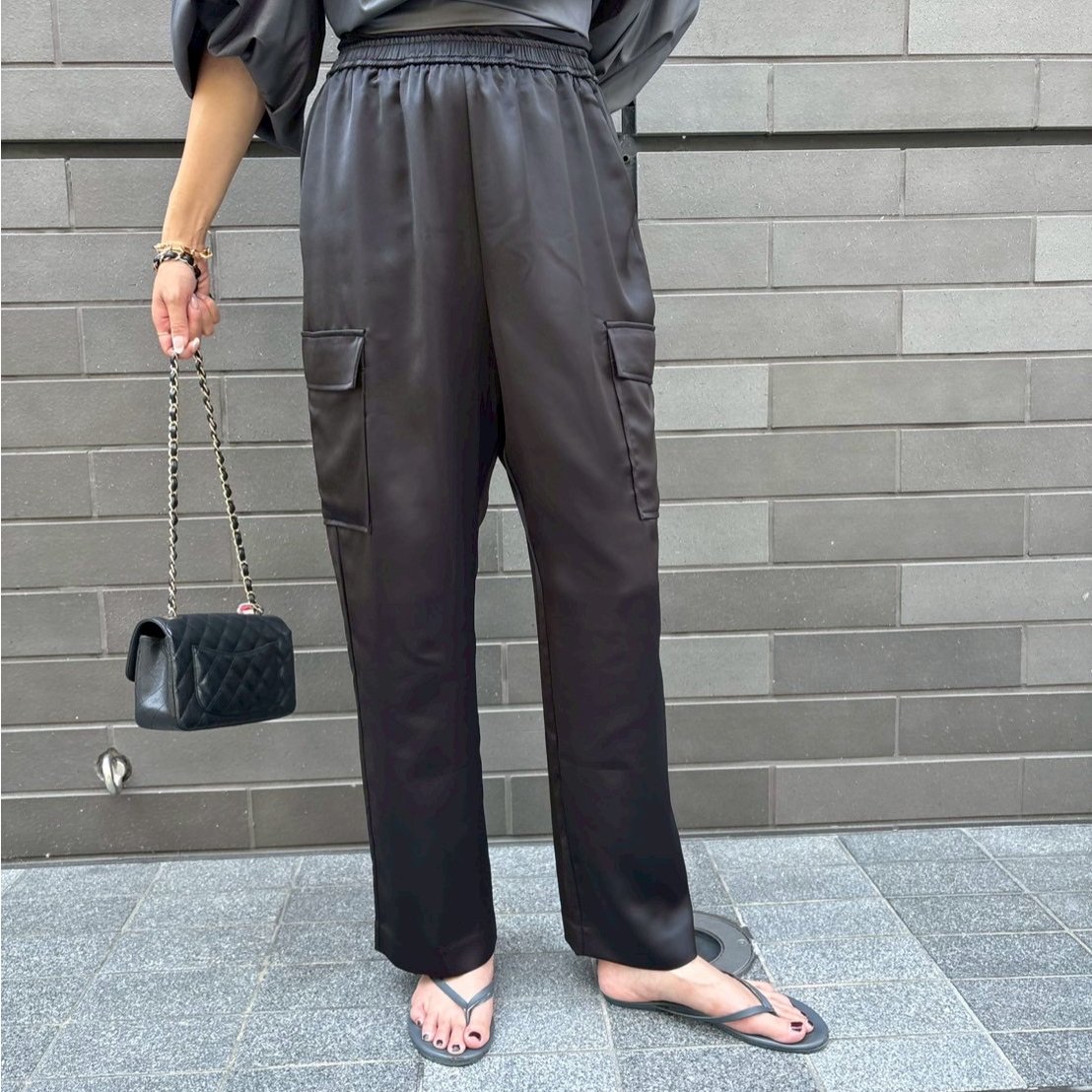 ebure ラミーサテン イージーカーブパンツ　38サイズ　ブラック セール】［size SHORTあり］イージー カーブ パンツ（その他パンツ