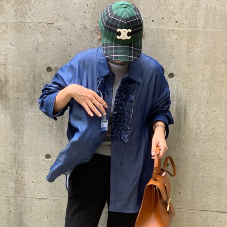 placket フリルブラウス(デニム)
