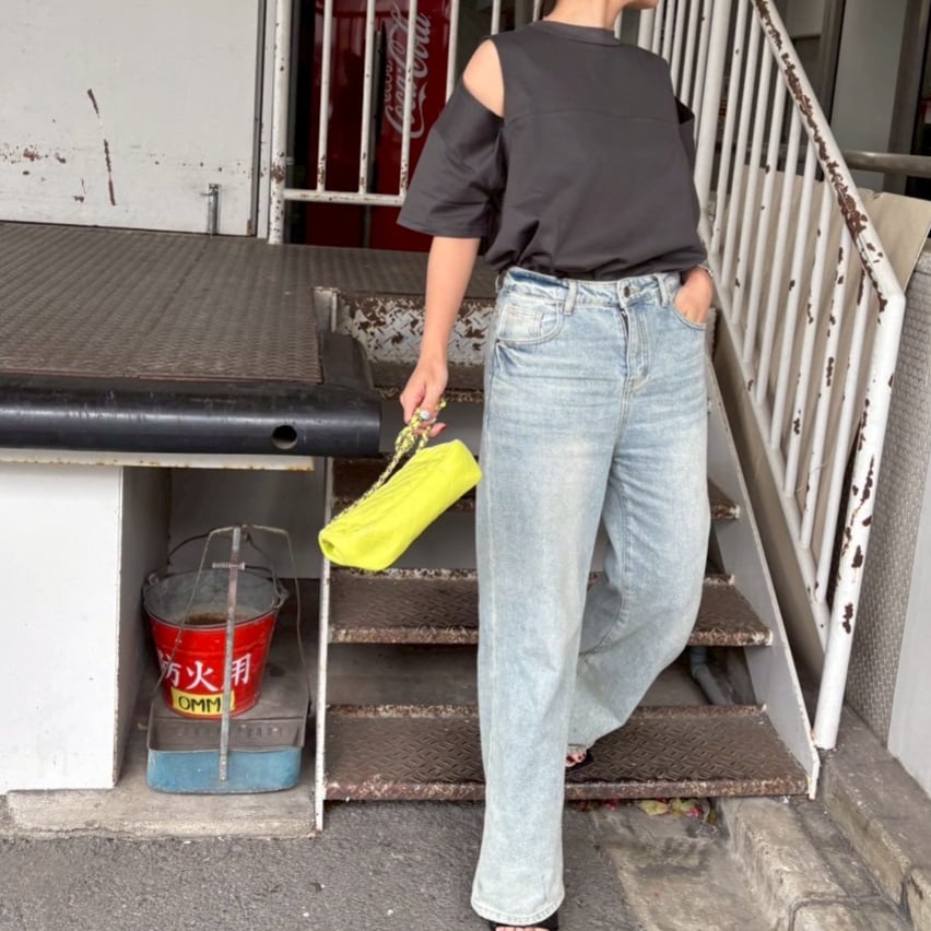 オフショルダー風ロングTシャツ(グレー) | myinemy's STORE