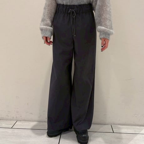 ワイドウェストワイドパンツ(チャコールグレー)