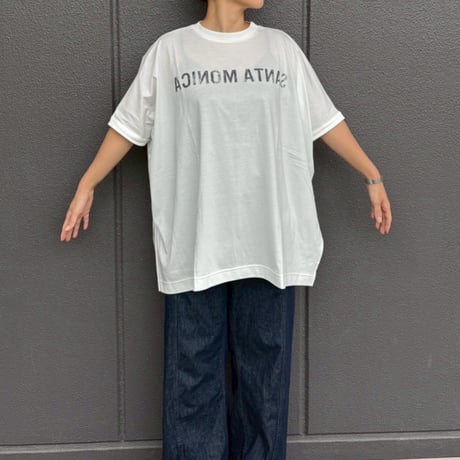 SANTA MONICA ロゴワイド半袖Tシャツ(ホワイト)