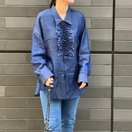 placket フリルブラウス(デニム)