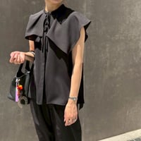 ビックカラーノースリブラウス(ブラック)