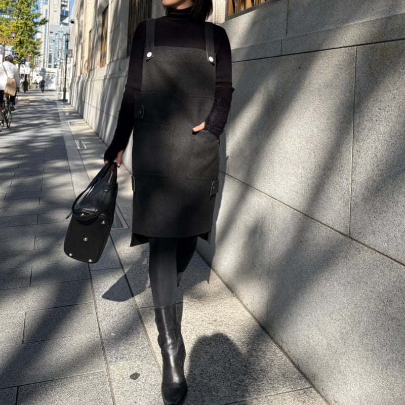 MYINE マイン　ウールデザインワンピース　グレー MYINE マイン ウールデザインワンピース グレー｜ウールデザイン