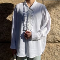 placket フリルブラウス(ホワイト)
