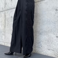 サイドレースタックワイドパンツ(ブラック)