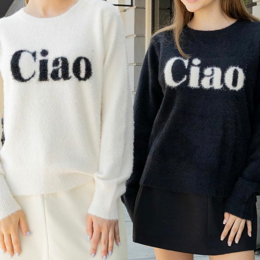 パロディユニセックス ciaoラメシャギーニット(ホワイト・ブラック