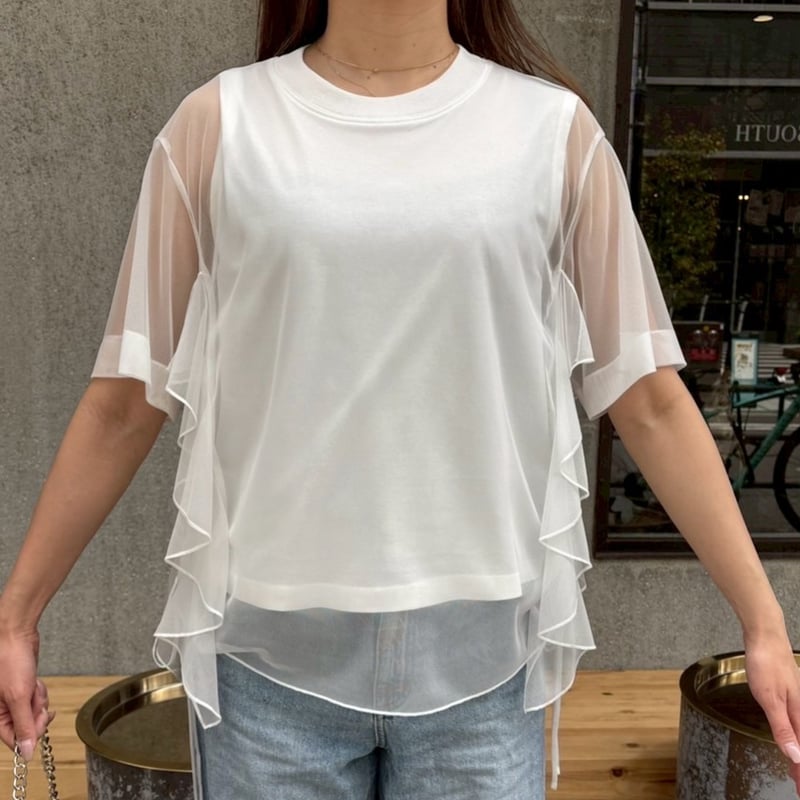 新品未開封☆シャーリングトップス ベージュ シアーサイドシャーリングトップス(ホワイト) | myinemy's STORE