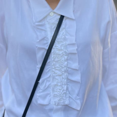 placket フリルブラウス(ホワイト)
