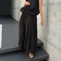 【SETUP対応】ビーガンシルクシアーボリュームパンツ(ブラック)