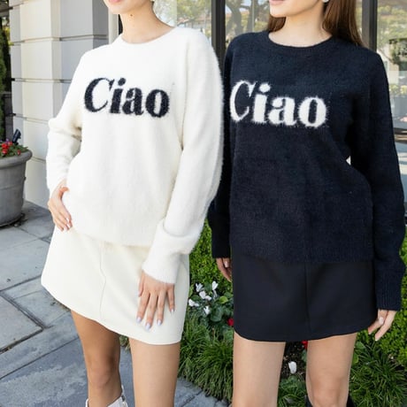 パロディユニセックス ciaoラメシャギーニット(ホワイト・ブラック)