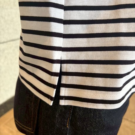 アシメフリルドッキングTシャツ(ボーダー)