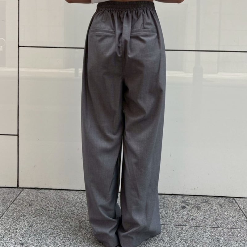 タックストレートワイドパンツ(グレー) | myinemy's STORE