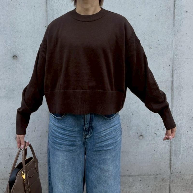 scuffersブラウン M ニット　短丈ニット リラクシーショート丈ニット(ブラウン) | myinemy's STORE