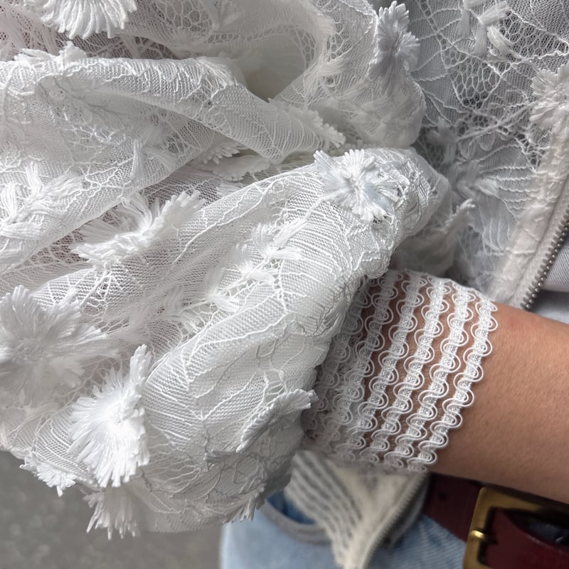 3Dシアーレースブルゾン(ホワイト) | myinemy's STORE