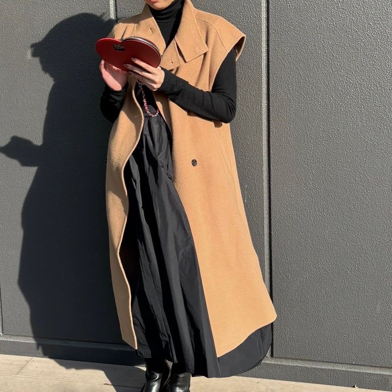 人気カラー/キャメル✨ ルフィル ロングコート ボンディング ストレッチ ロングジレコート(キャメル) | myinemy's STORE