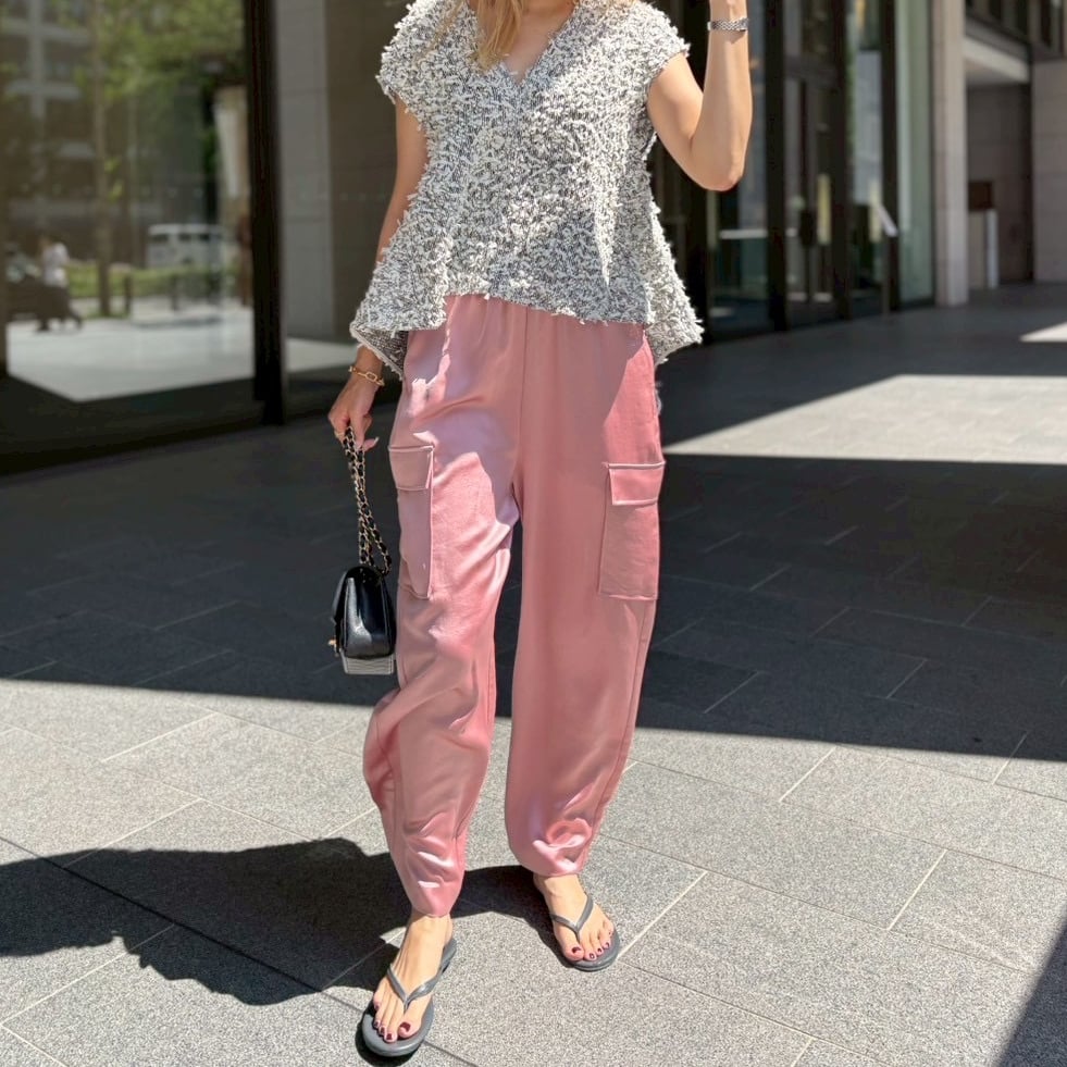 サテンカーゴイージーパンツ(ピンク) | myinemy's STORE