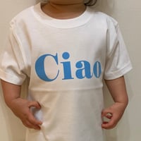kidsフロッキーCiao ロゴ　tシャツ(ロゴblue)