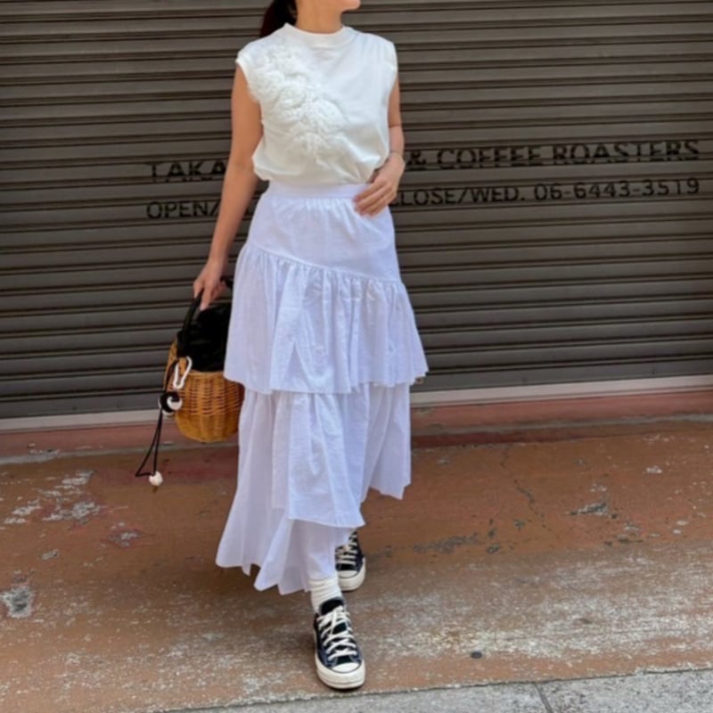 ランダムティアードボリュームスカート(ホワイト) | myinemy's STORE