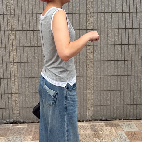 レイヤードライクタンクトップ(グレー)