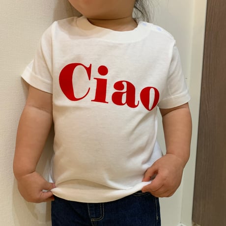kidsフロッキーCiao ロゴ　tシャツ(ロゴred)