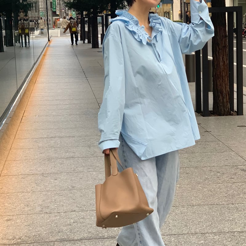 2wayネックフリルブラウス(ブルー) | myinemy's STORE