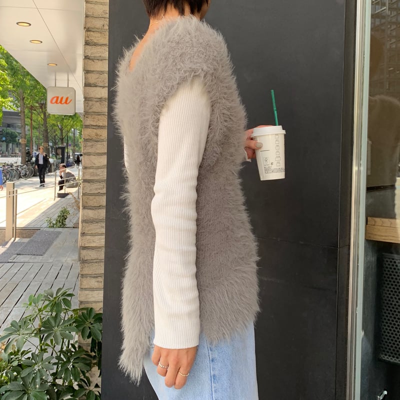 シャギーVネックベスト(グレー) | myinemy's STORE