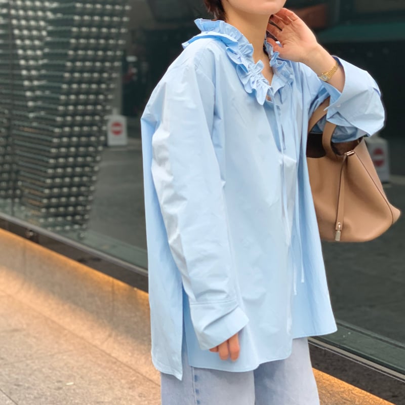 2wayネックフリルブラウス(ブルー) | myinemy's STORE