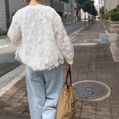 レース×チュールジャケット(ホワイト)